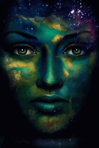 Woman's Face Galaxy Background GIF