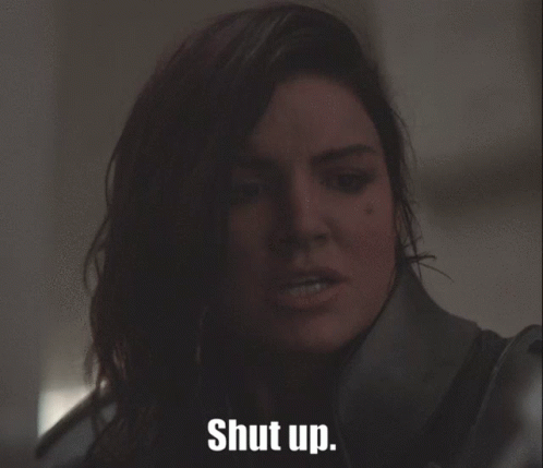 Woman's Face Saying Shut Up
