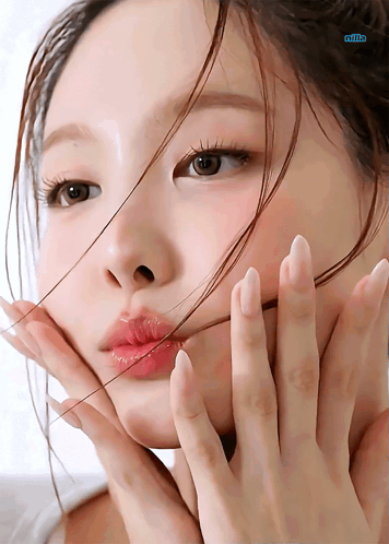 Woman's Face With Milk Text GIF