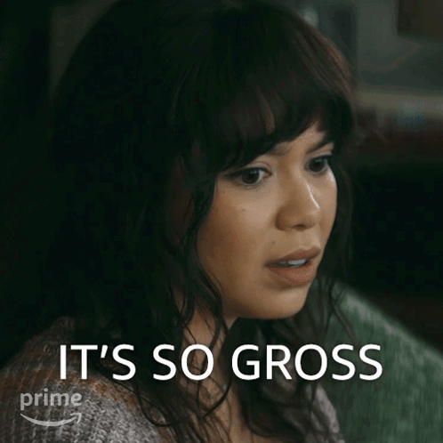 Woman's Face With So Gross Text GIF
