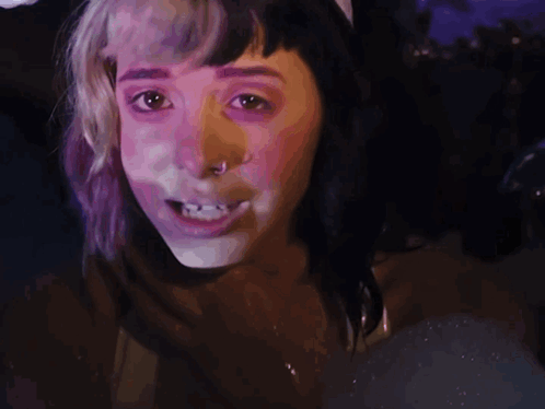 Woman's Face With White Powder