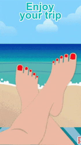 Woman's Feet on Beach Enjoy Your Trip
