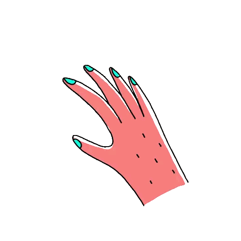 Woman's Hand with Blue Nail Polish
