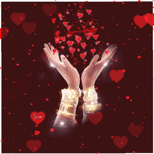 Woman's Hands Surrounded by Red Hearts With Love