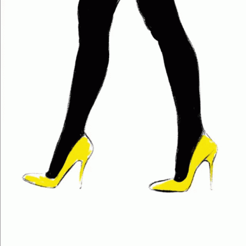 Woman's Legs With Yellow Heels Saying Click GIF