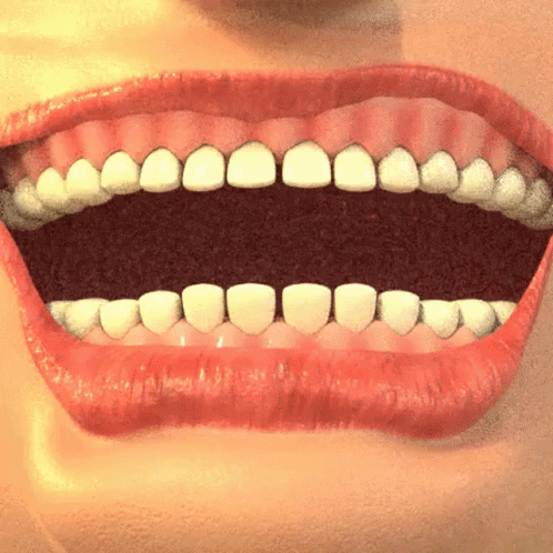 Woman's Mouth with Red Lips and Teeth