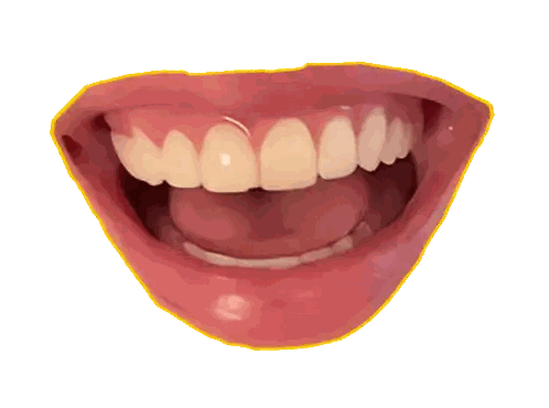 Woman's Mouth With Yellow Outline