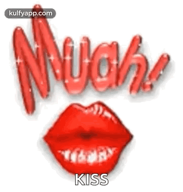 Woman's Red Lips Saying Much Kiss GIF