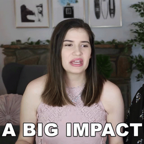 Woman Saying A Big Impact With Funny Face GIF