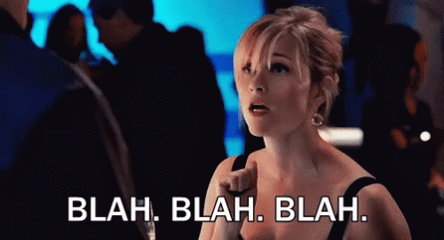 Woman Saying Blah Blah Blah in Crowded Room