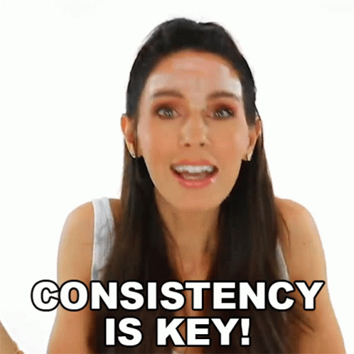 Woman Saying Consistency Is Key Sticker