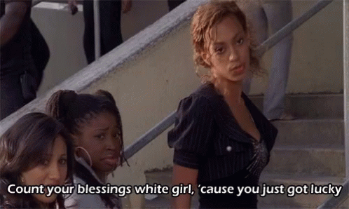 Woman Saying Count Your Blessings White Girl On Stairs GIF