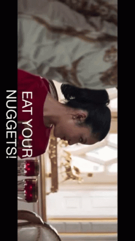 Woman Saying Eat Your Nuggets