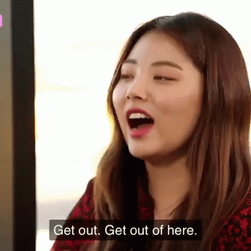 Woman Saying Get Out Get Out Of Here GIF