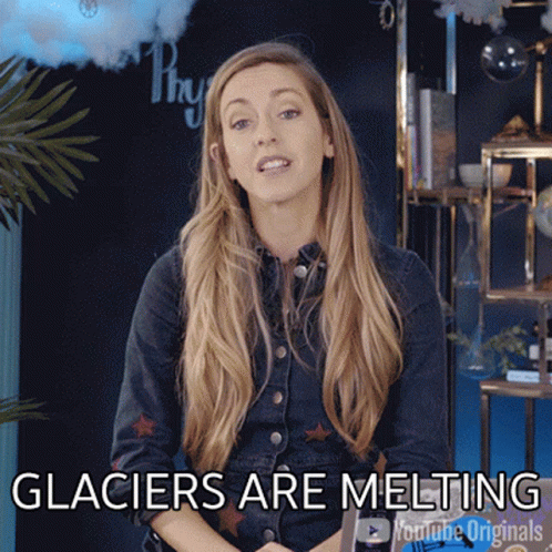 Woman Saying Glaciers Are Melting