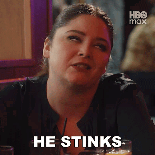 Woman Saying He Stinks At Bar GIF