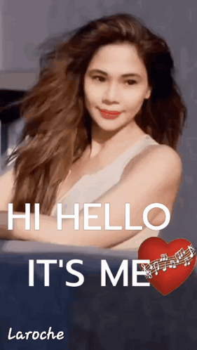 Woman Saying Hi Hello It's Me Red Heart