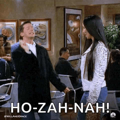 Woman Saying Ho-zah-nah to Man