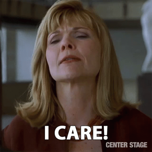 Woman Saying I Care Center Stage