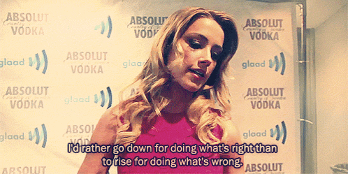 Woman Saying I'd Rather Go Down For Doing What's Right Than Rise For Doing What's Wrong