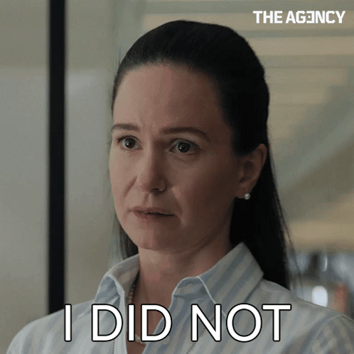 Woman Saying I Did Not In Front Of Agency Logo GIF