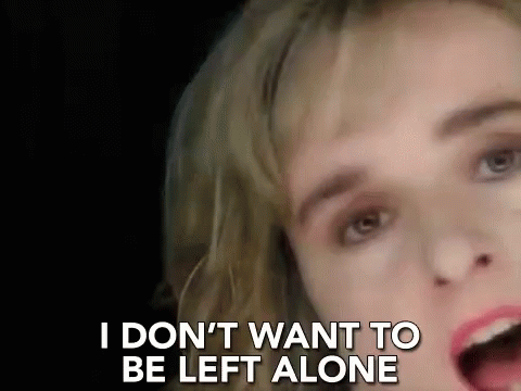 Woman Saying I Don't Want To Be Left Alone GIF