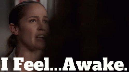 Woman Saying I Feel Awake