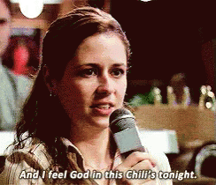Woman Saying I Feel God in This Chili's Tonight