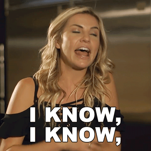Woman Saying I Know I Know With Mouth Open