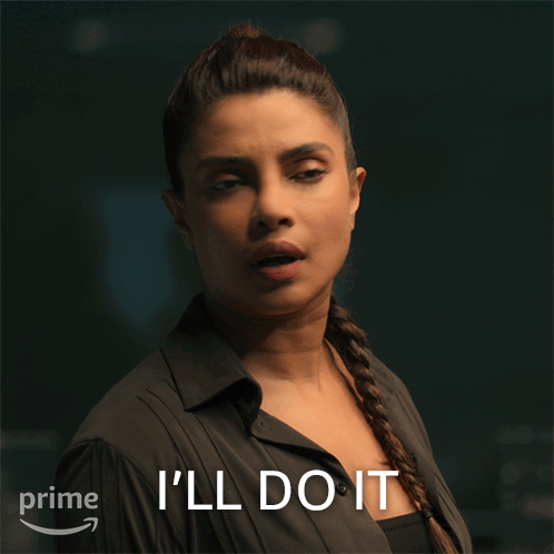 Woman Saying I'll Do It Beside Prime Logo GIF