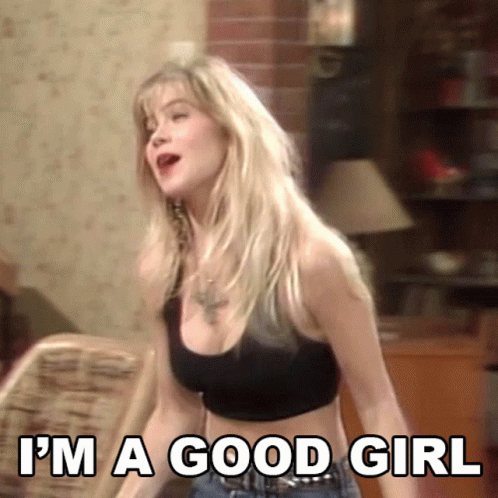 Woman Saying I'm a Good Girl in Black Crop Top