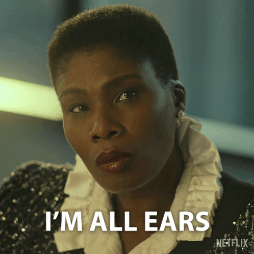 Woman Saying I'm All Ears Netflix Ad GIF