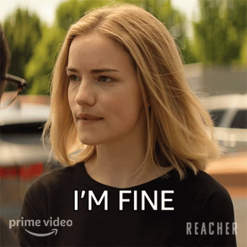 Woman Saying I'm Fine in Black Top