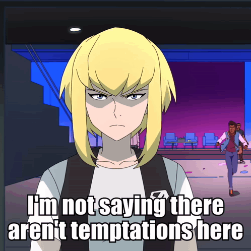 Woman Saying I'm Not Saying There Aren't Temptations Here