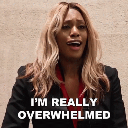 Woman Saying I'm Really Overwhelmed With Mouth Wide Open