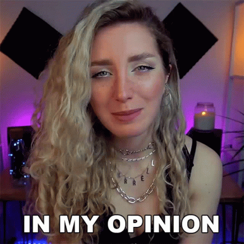 Woman Saying In My Opinion Beside Candle