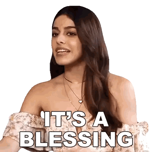 Woman Saying It's a Blessing in Floral Top