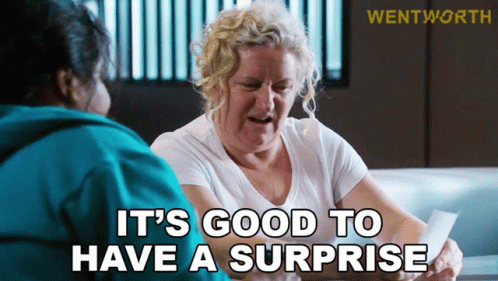 Woman Saying It's Good to Have a Surprise
