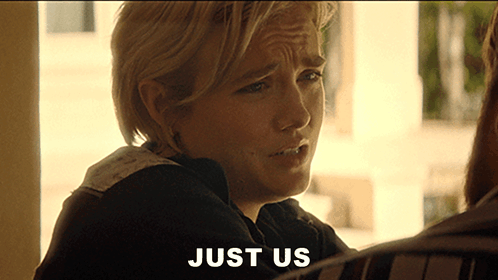 Woman Saying Just Us In Front of Man