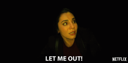 Woman Saying Let Me Out In Dark Room GIF
