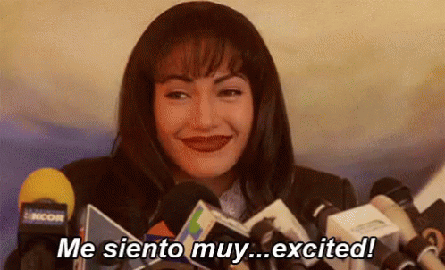 Woman Saying Me Siento Muy Excited at Microphones