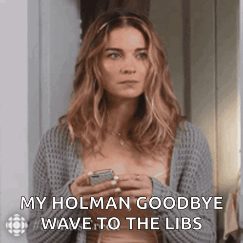 Woman Saying My Holman Goodbye Wave to the Libs