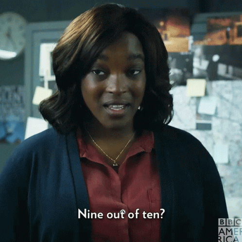 Woman Saying Nine Out of Ten