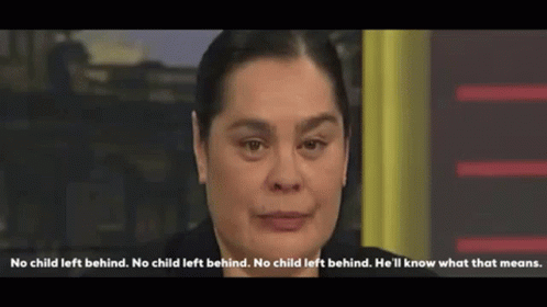 Woman Saying No Child Left Behind GIF
