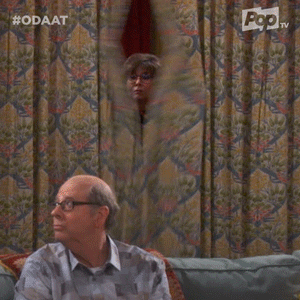 Woman Saying No Curtain Opening GIF