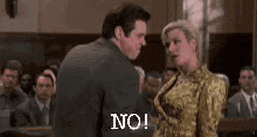 Woman Saying No in Courtroom