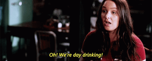 Woman Saying Oh We're Day Drinking In Restaurant GIF