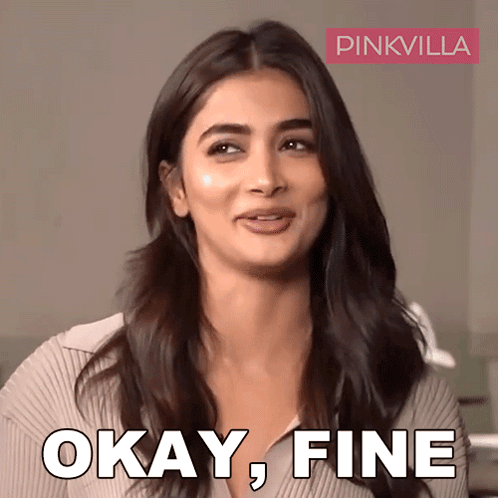 Woman Saying Okay Fine in Front of Pink Villa Logo