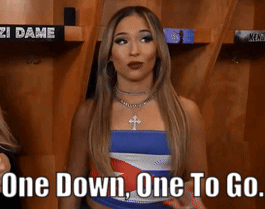 Woman Saying One Down One To Go GIF