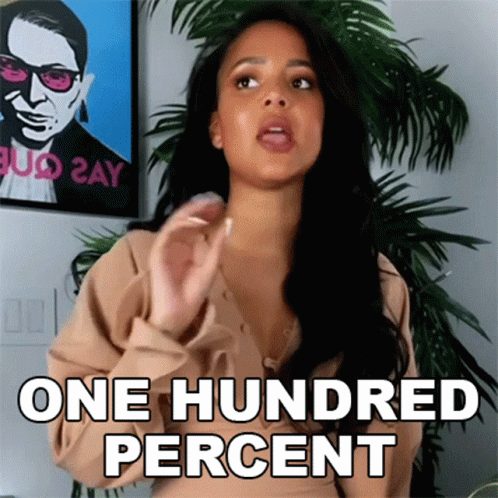 Woman Saying One Hundred Percent Beside Man